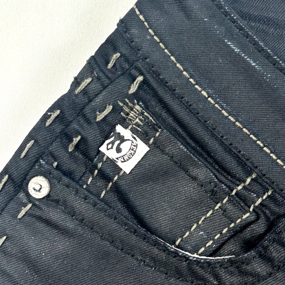MEK Denim Bulgan Cigarette Jeans Womens 27/29 Slim Black Coated Low Rise Y2K - Picture 9 of 14